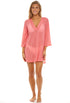 V-NECK PLACKET BELL SLEEVE TUNIC - GOFRET